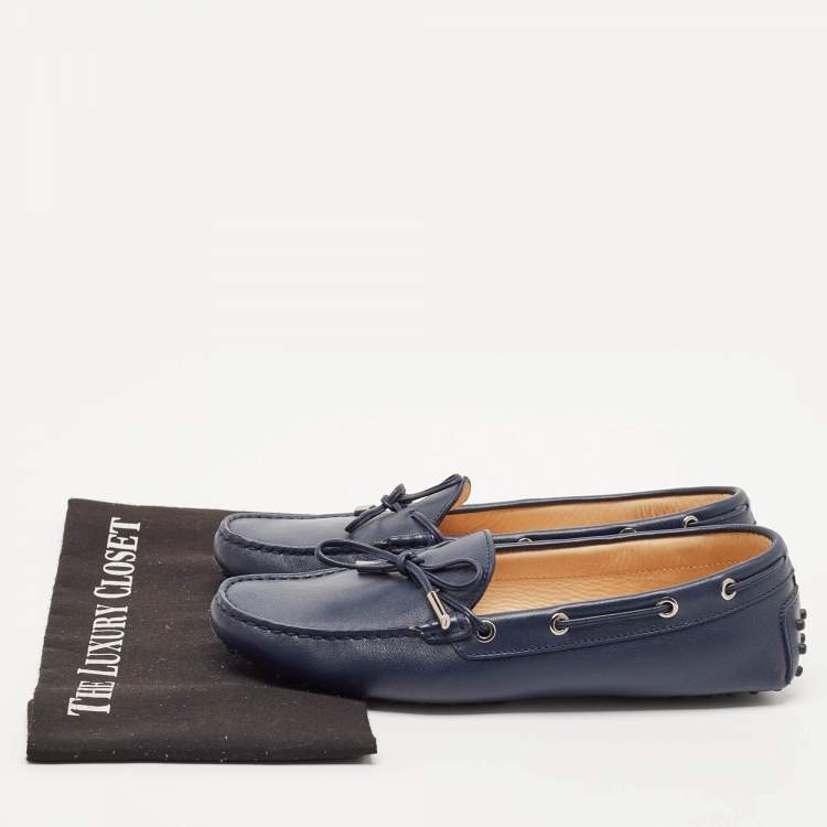 Pre Owned Tod's Navy Blue Leather Slip On Loafers Size 40