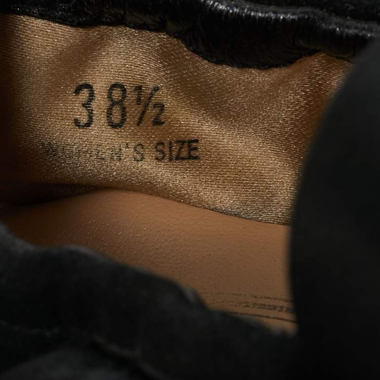 Pre Owned Tod's Black Suede Scrunch Ribbon Ballet Flats Size 38.5