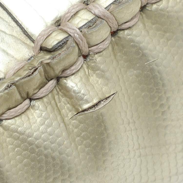 Pre Owned Tod's Grey Leather Gommino Slip On Loafers Size 37.5