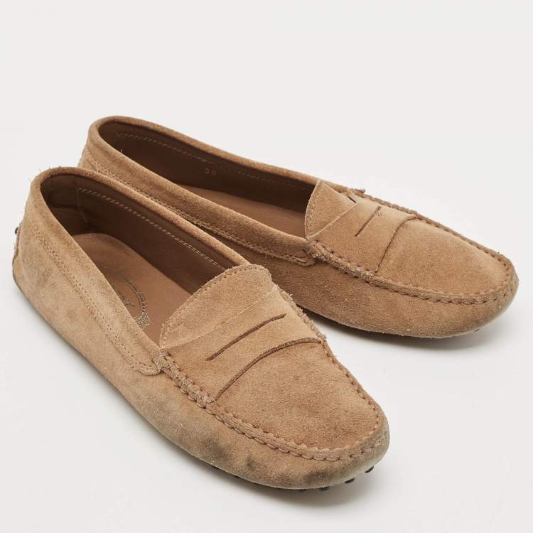Pre Owned Tod's Brown Suede Slip On  Loafers Size 39