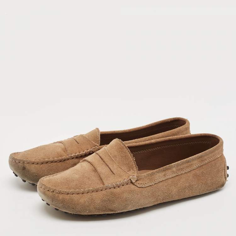 Pre Owned Tod's Brown Suede Slip On  Loafers Size 39