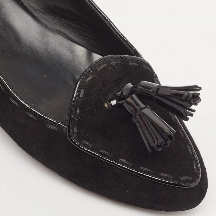 Pre Owned Tod's Black Suede Smoking Slippers Size 38