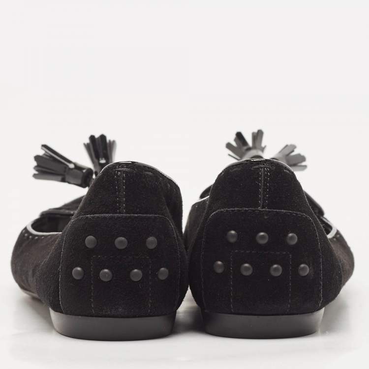 Pre Owned Tod's Black Suede Smoking Slippers Size 38