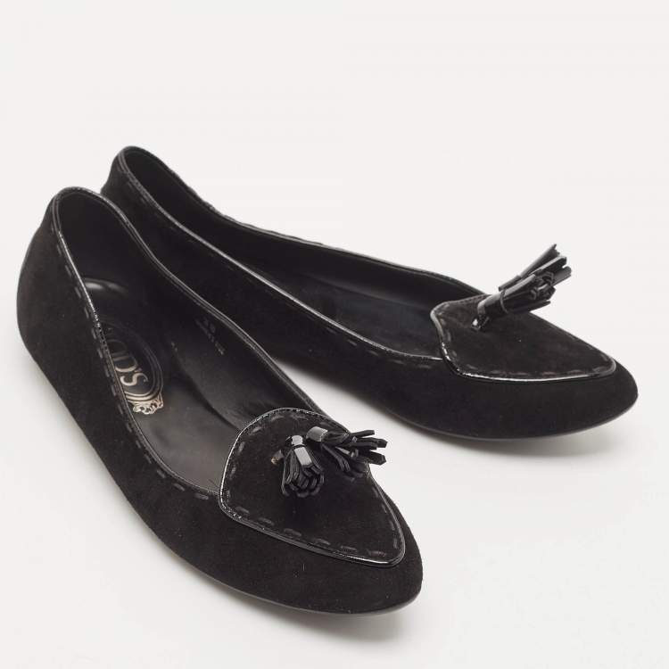 Pre Owned Tod's Black Suede Smoking Slippers Size 38