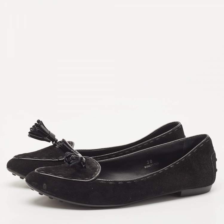 Pre Owned Tod's Black Suede Smoking Slippers Size 38