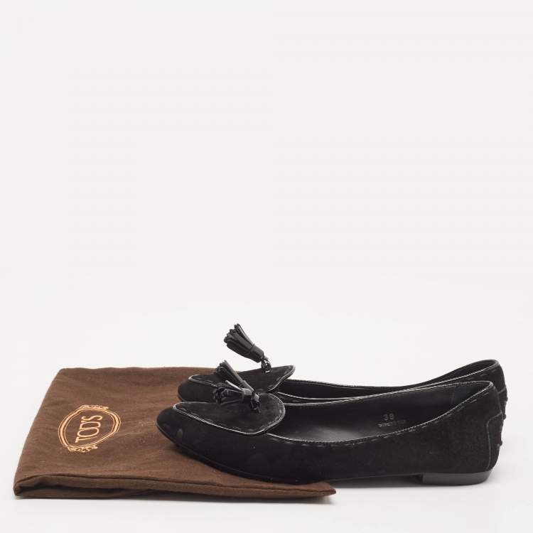 Pre Owned Tod's Black Suede Smoking Slippers Size 38
