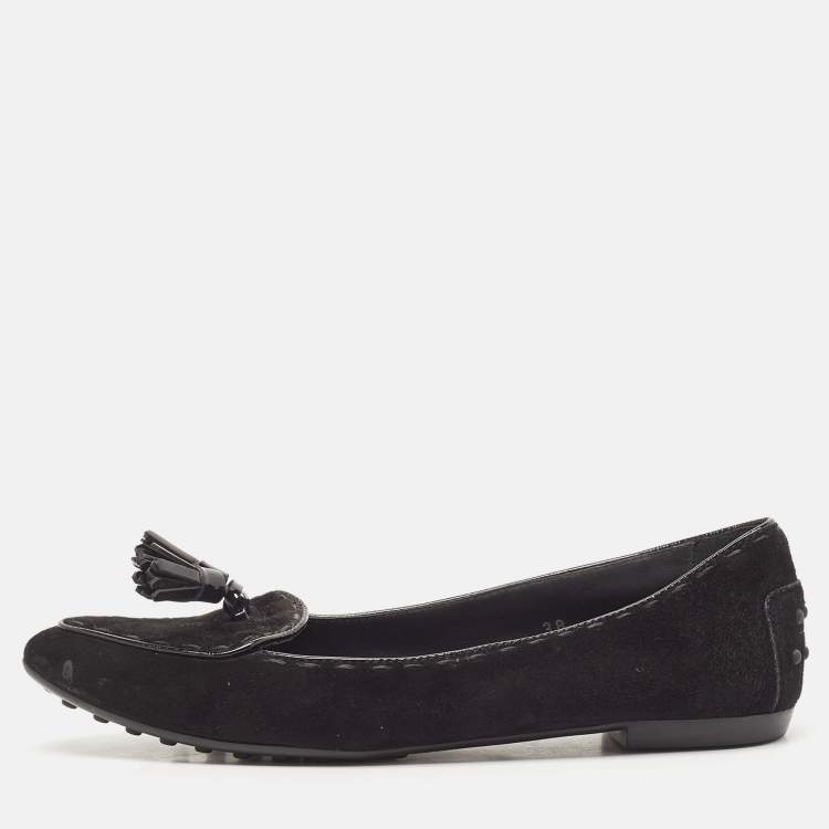 Pre Owned Tod's Black Suede Smoking Slippers Size 38