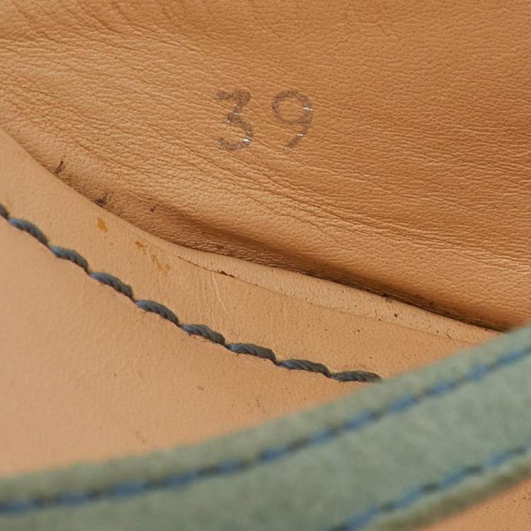 Pre Owned Tod's Pale Blue Suede Ankle Wrap Wedge Sandals Size 39