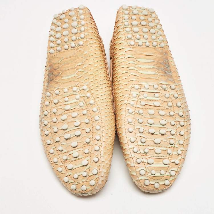Pre Owned Tod's Yellow/Orange Python Leather Penny Loafers Size 41
