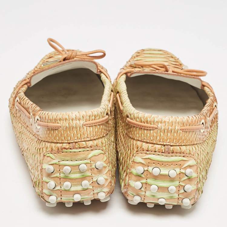 Pre Owned Tod's Yellow/Orange Python Leather Penny Loafers Size 41