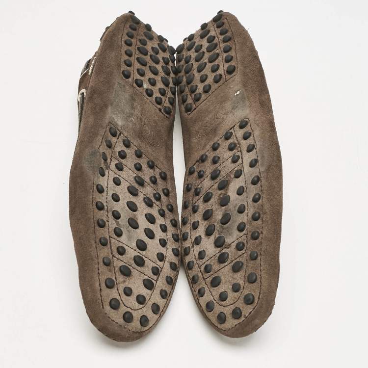 مملوكة مسبقًا Tod's for Ferrari Brown Suede Bow Slip On Loafers Size 39.5