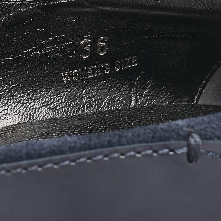 Pre Owned Tod's Navy Blue Leather and Suede Pumps Size 36