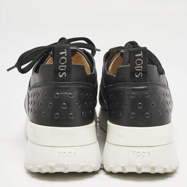 Pre Owned Tod's Black Leather Fondo Sportivo Sneakers Size 41