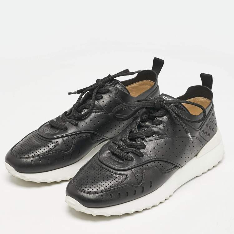 Pre Owned Tod's Black Leather Fondo Sportivo Sneakers Size 41