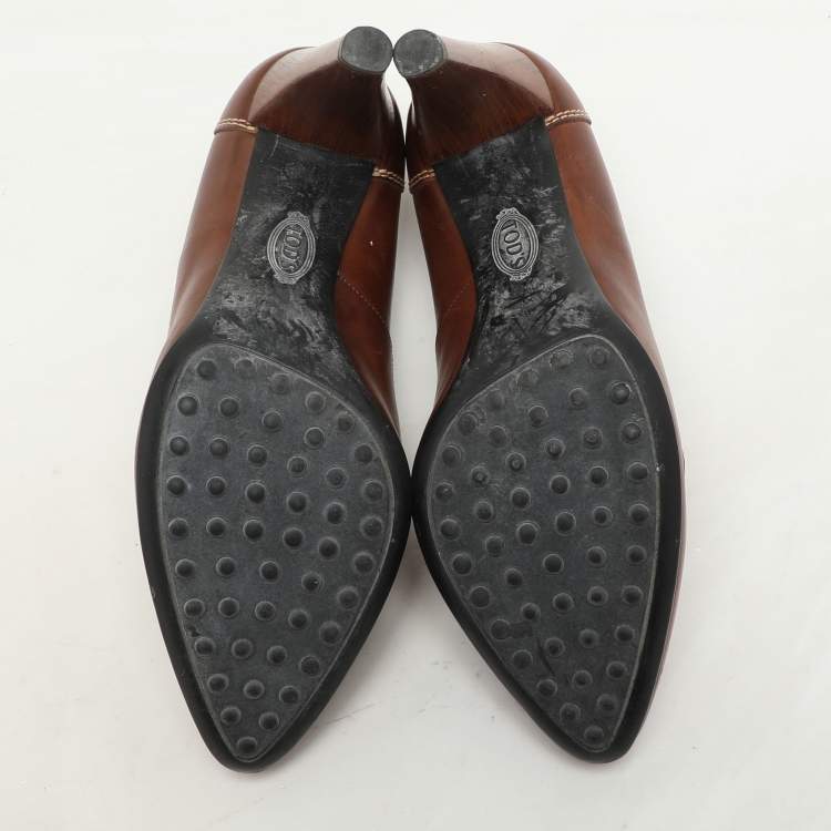 Pre Owned Tod's Brown Leather Pumps Size 37
