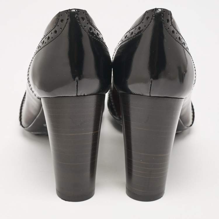 Pre Owned Tod's Two Tone Leather Penny Loafer Pumps Size 38.5