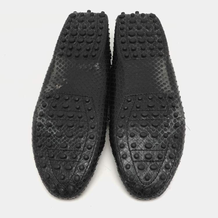 Pre Owned Tod's Black Python Bow Loafers Size 37