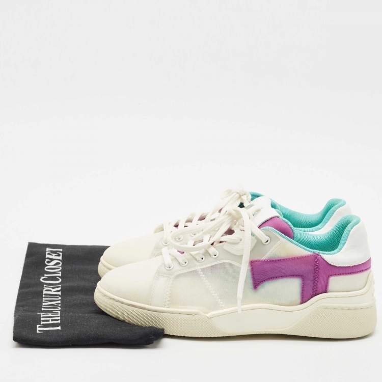Pre Owned Tod's Multicolor Leather and Net Lace Up Sneakers Size 37.5