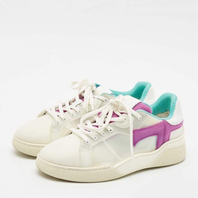 Pre Owned Tod's Multicolor Leather and Net Lace Up Sneakers Size 37.5