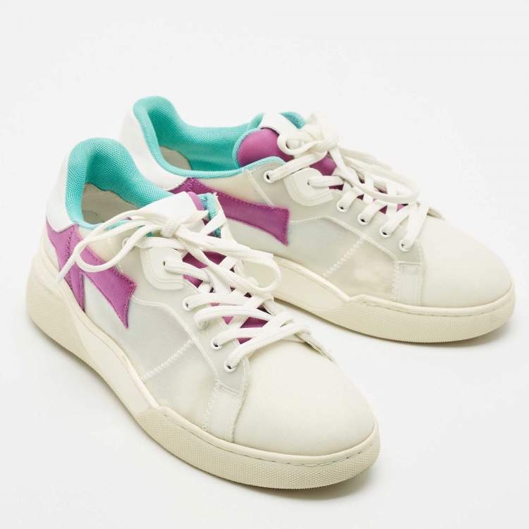 Pre Owned Tod's Multicolor Leather and Net Lace Up Sneakers Size 37.5