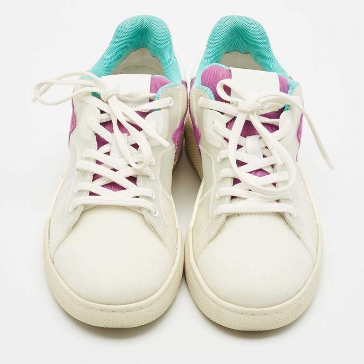 Pre Owned Tod's Multicolor Leather and Net Lace Up Sneakers Size 37.5