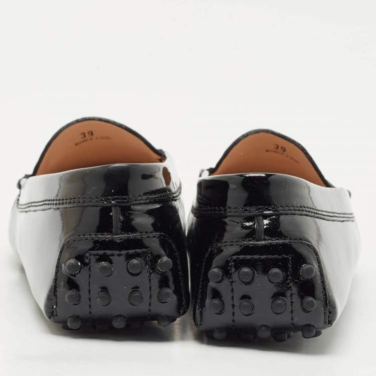 Pre Owned Tod's Black Patent Leather Penny Penny Loafers Size 39