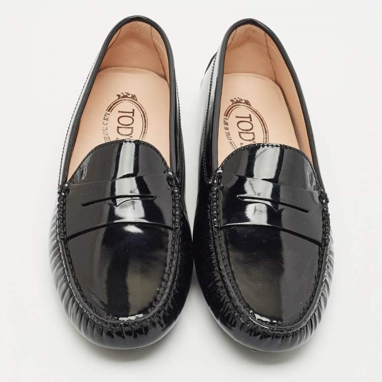Pre Owned Tod's Black Patent Leather Penny Penny Loafers Size 39