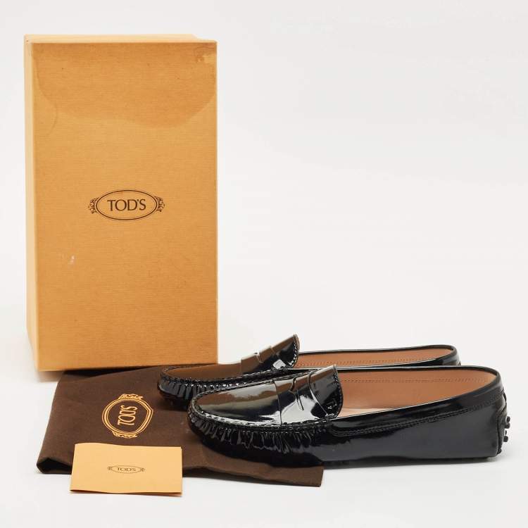 Pre Owned Tod's Black Patent Leather Penny Penny Loafers Size 39