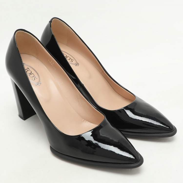 Pre Owned Tod's Black Patent Leather Pointed Toe Pumps Size 38