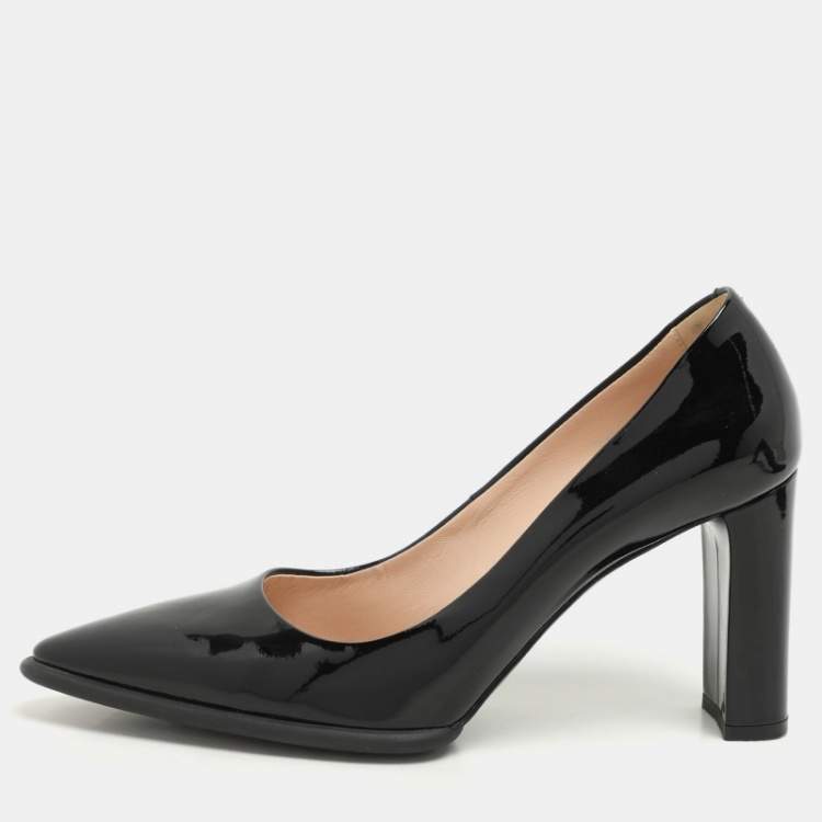 Pre Owned Tod's Black Patent Leather Pointed Toe Pumps Size 38