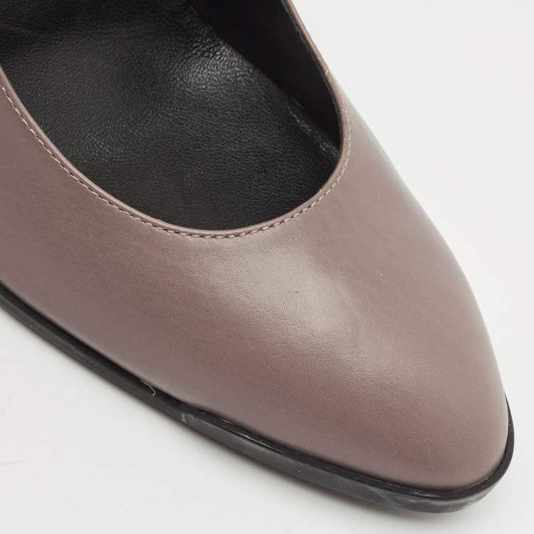 Pre Owned Tod's Dark Lilac Leather Block Heel Pumps Size 40