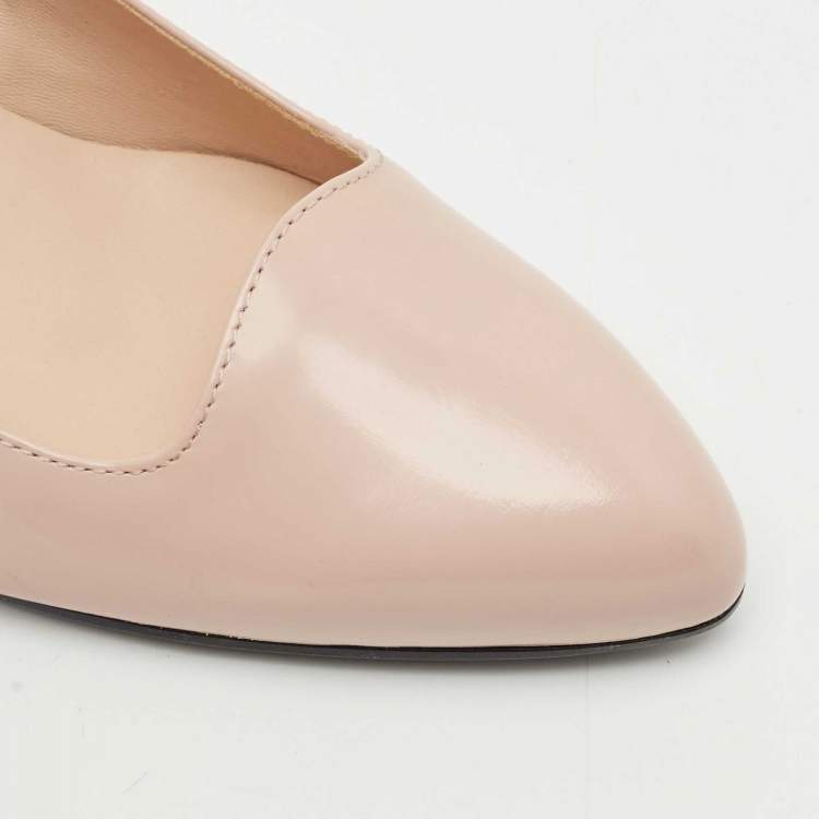Pre Owned Tod's Blush Pink Leather Almond Toe Wedge Pumps Size 39