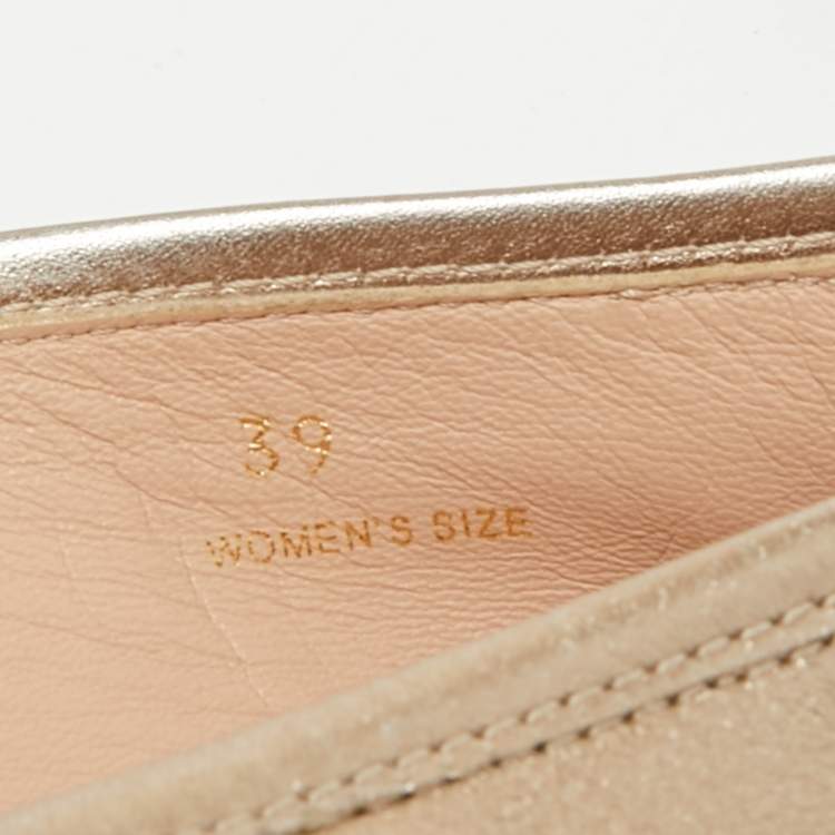 Pre Owned Tod's Metallic Gold Leather Ballet Flats Size 39