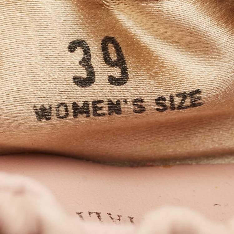 Pre Owned Tod's Light Pink Leather Bow Scrunch Ballet Flats Size 39