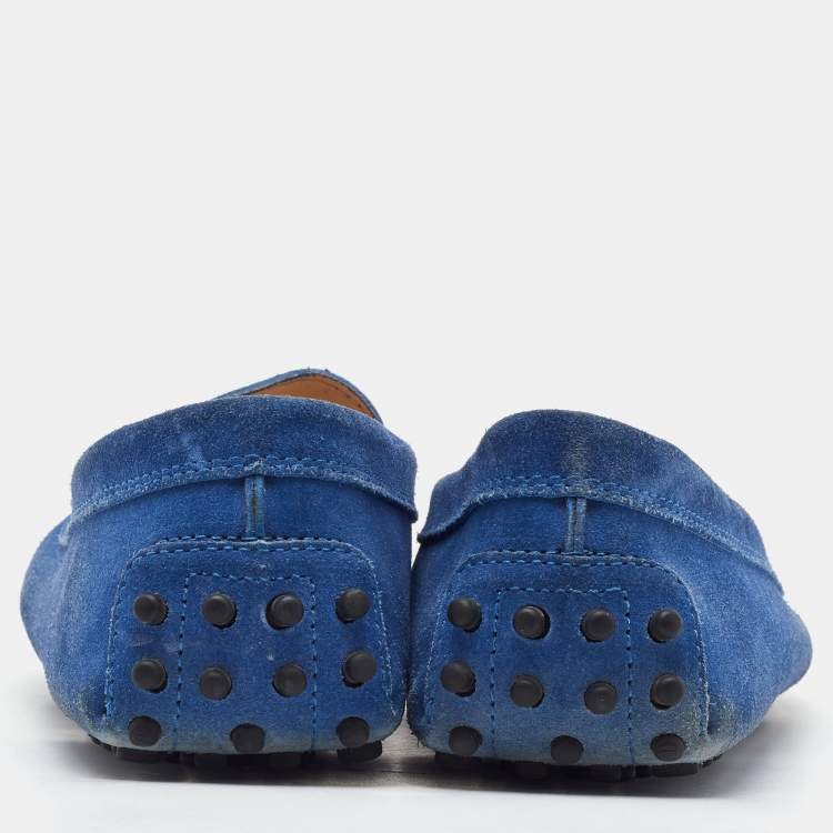 Pre Owned Tod's Blue Suede Slip On Loafers Size 37.5