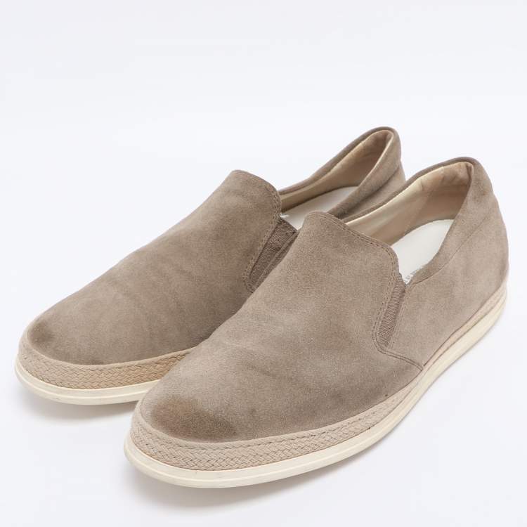 Pre Owned Tod's Beige Suede Slip On Sneakers Size 40