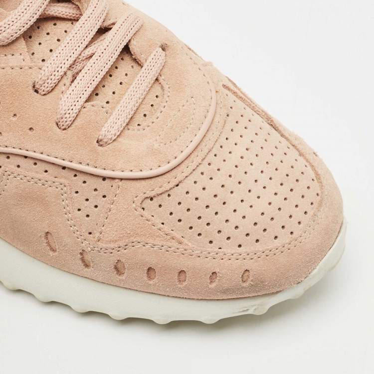 Pre Owned Tod's Pink Leather and Suede Sportivo Lace Up Sneakers Size 36