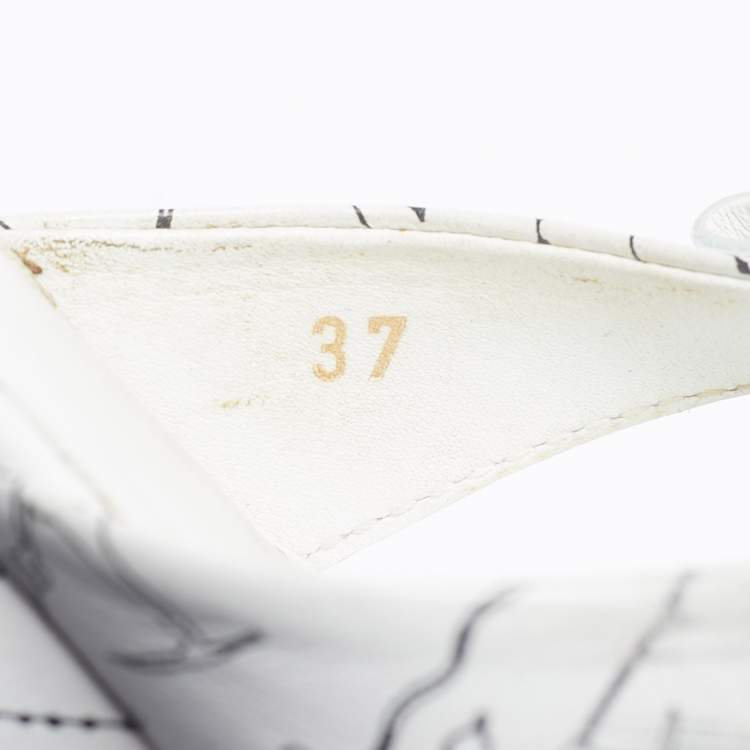 Pre Owned Tod's White/White Leather Bow  Wedge Sandals Size 37