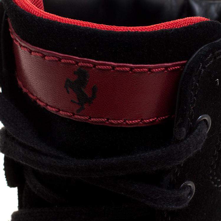 Pre Owned Tod's For Ferrari Black Suede Hi-Top Sneakers Size 39.5