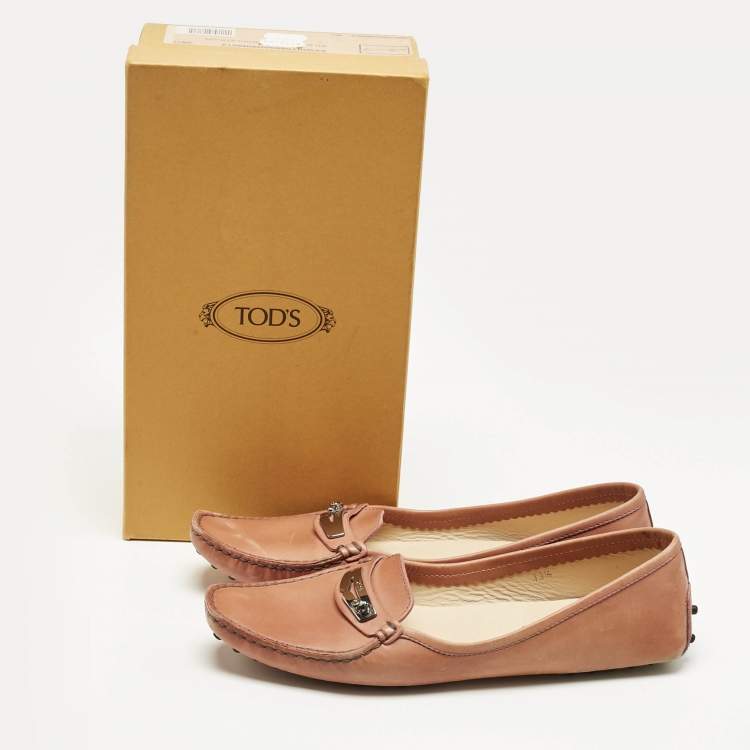 Pre Owned Tod's Beige Leather Slip On Penny Loafers Size 39.5