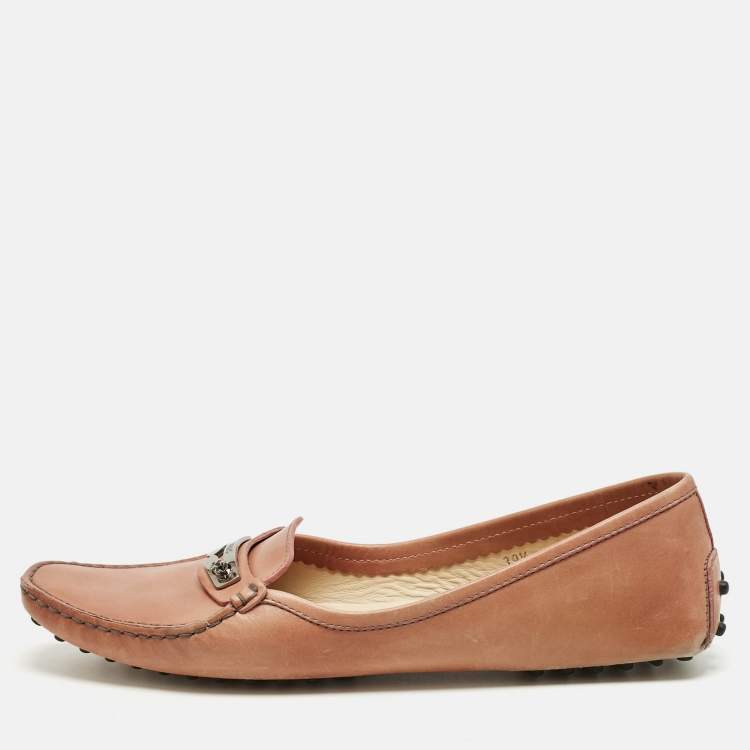 Pre Owned Tod's Beige Leather Slip On Penny Loafers Size 39.5