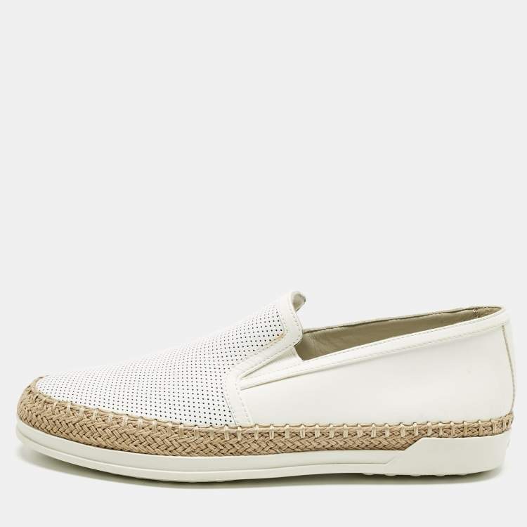 Pre Owned Tod's Grey/White Leather Francesina Espadrille Sneakers Size 36