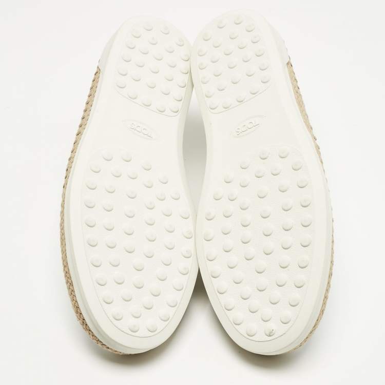 Pre Owned Tod's Grey/White Leather Francesina Espadrille Sneakers Size 36