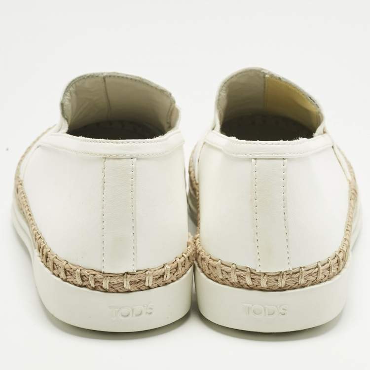 Pre Owned Tod's Grey/White Leather Francesina Espadrille Sneakers Size 36
