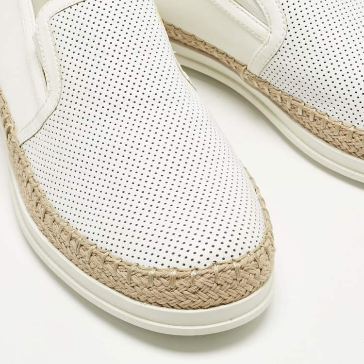 Pre Owned Tod's Grey/White Leather Francesina Espadrille Sneakers Size 36