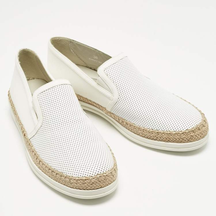 Pre Owned Tod's Grey/White Leather Francesina Espadrille Sneakers Size 36