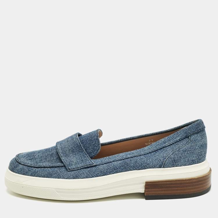 Pre Owned Tod's Blue Denim Slip On Sneakers Size 37