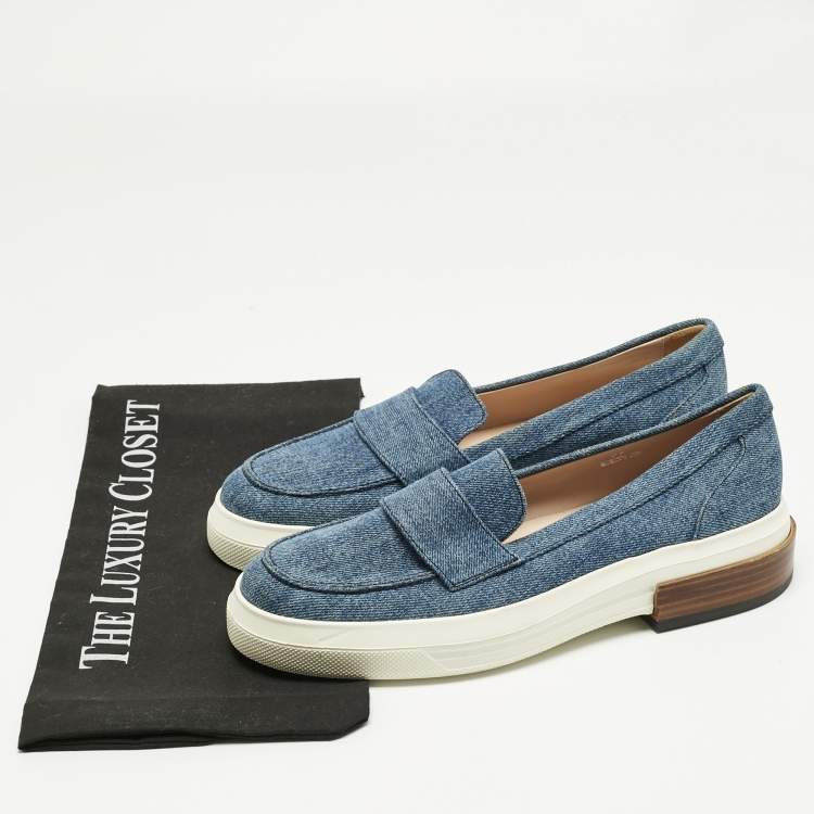 Pre Owned Tod's Blue Denim Slip On Sneakers Size 37