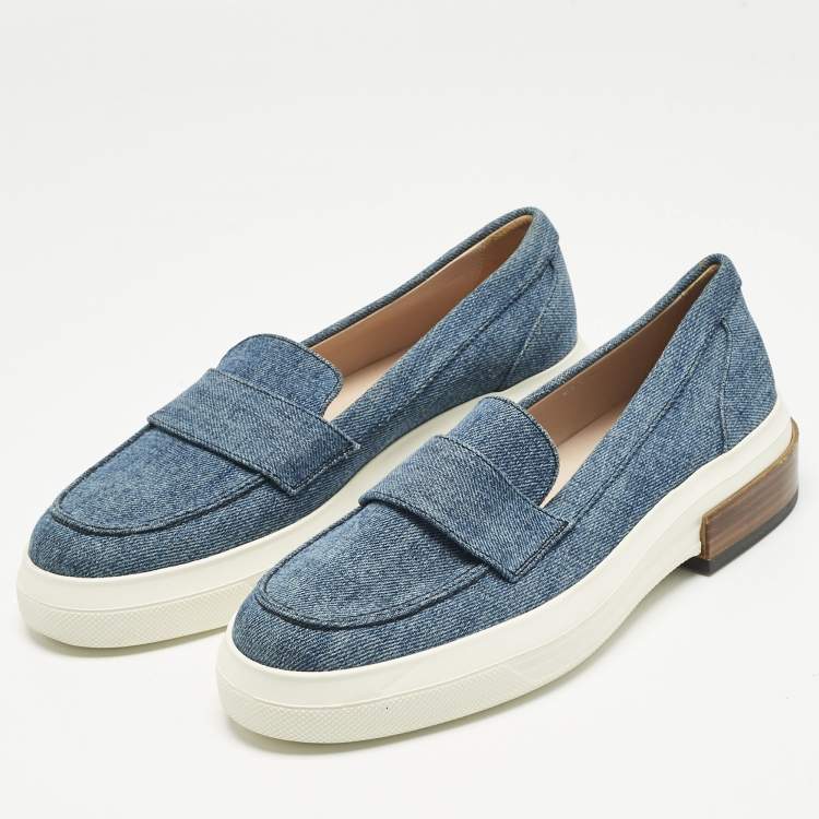 Pre Owned Tod's Blue Denim Slip On Sneakers Size 37