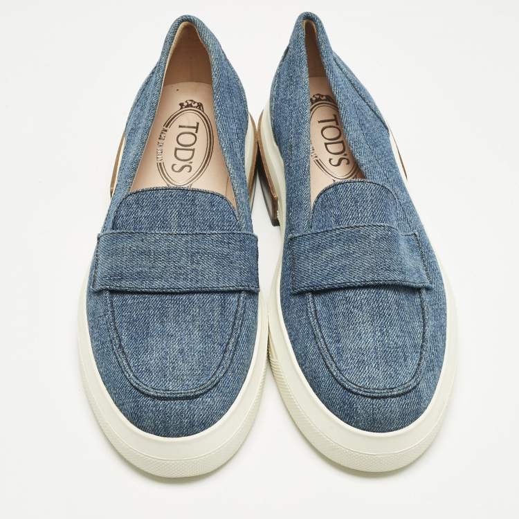 Pre Owned Tod's Blue Denim Slip On Sneakers Size 37